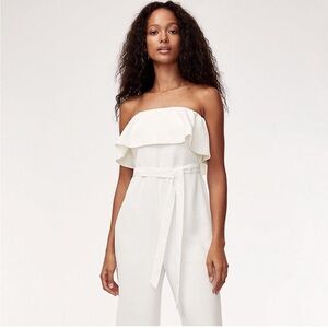 Aritzia Babaton White Strapless Jumpsuit